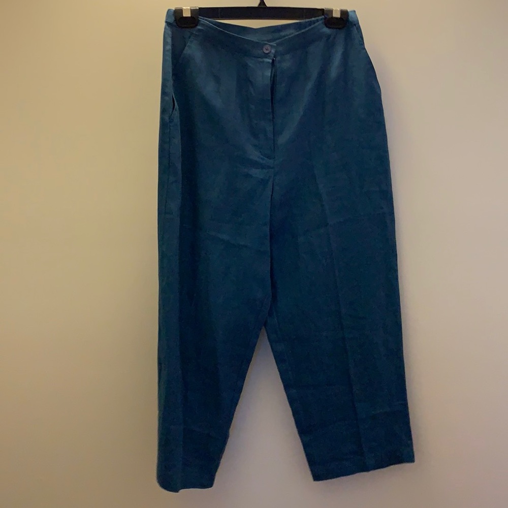 Talbots Petite Womens‎ Linen Pants NWT 10P Blue
